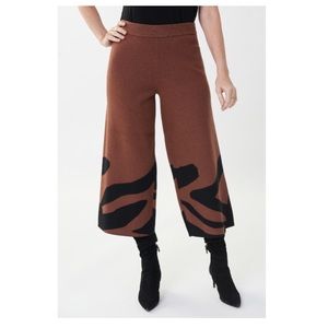 JOSEPH RIBKOFF CARAMEL/BLACK GAUCHO STYLE PANTS SIZE LARGE